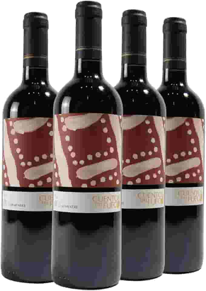 Kit com 4 Vinhos Chilenos Tinto Seco Carmenere Cuentos del Fuego