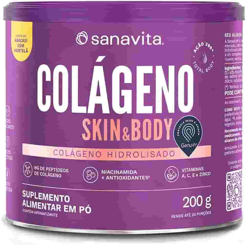 Sanavita Colágeno Skin - Suporte para Pele - Abacaxi com Hortelã - 200g