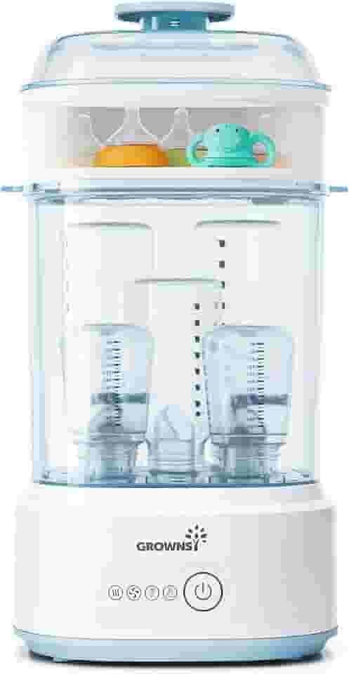 Esterilizador e secador de garrafas, esterilizador de garrafa de vapor elétrico compacto (Esterilizador de Biberones), desinfetante de mamadeira para bebé, chupeta, peças de bomba, azul