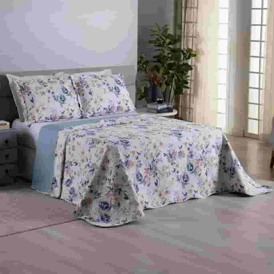 Kit Colcha Cobre Leito 3 Peças Dupla Face Casa Dona 150 fios (King, Versailles)