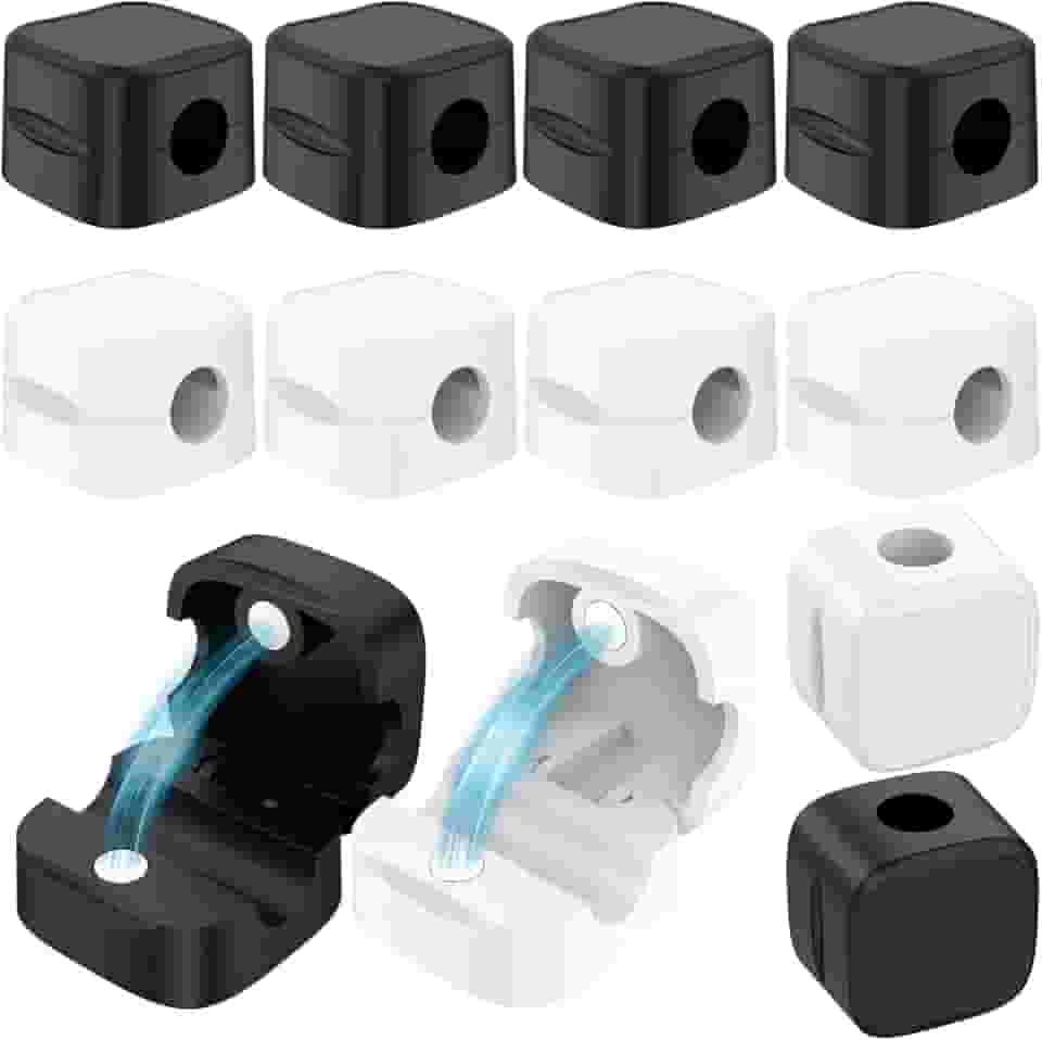 Pacote com 12 clipes magnéticos para cabos, gerenciamento de clipes magnéticos reutilizáveis de mesa, suporte organizador de cabos adesivos fortes, suporte de cabo de carregamento multiuso para mesa