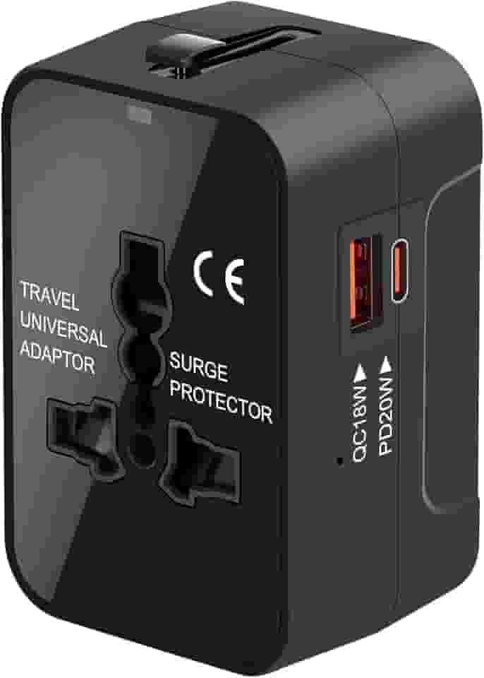 Adaptador de viagem, adaptador universal de viagem mundial tudo em um adaptador de tomada CA de parede carregador de parede com duas portas de carregamento USB para EUA UE Reino Unido AUS celular