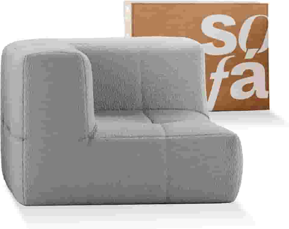 Sofá na Caixa modular 1 lugar em Boucle (Cinza, Canto)