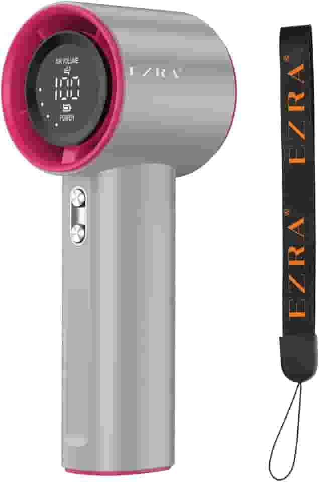 Ventilador de Mão Portatil Recarregavel, Display Digital LED Mini Turbofan, 12 Horas Silencioso Potente, Adequado para Casa, Viagens e Escritório Durante o Verão, Prata