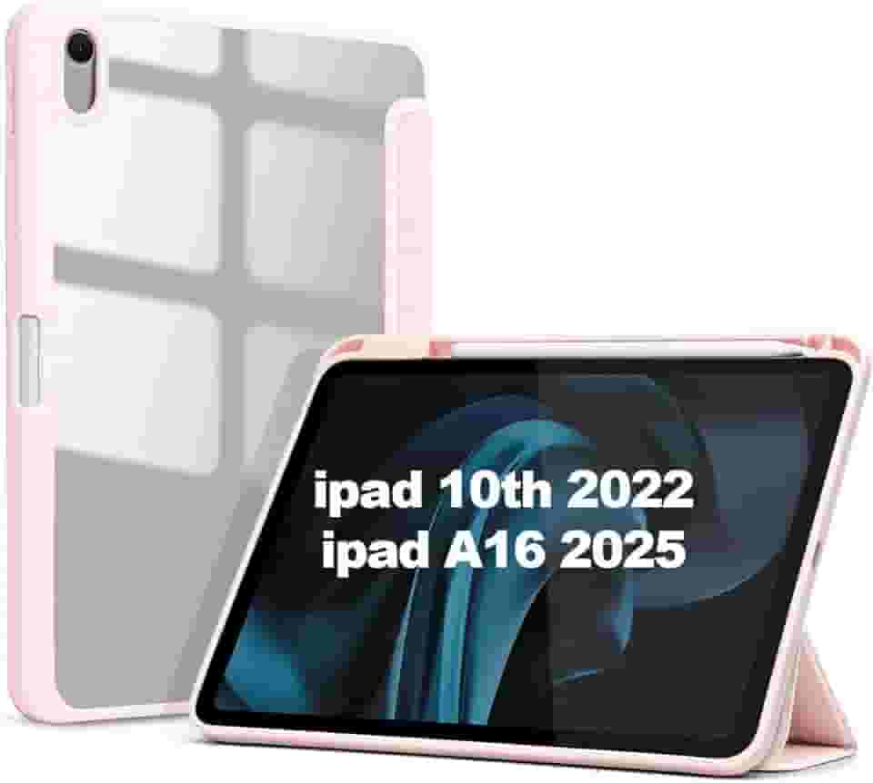 Capa Magnética Anti Impacto Compatível iPad 10th 2022 de 10.9 polegadas E iPad 11th 2025 Chip A16, com função wake sleep e suporte para Apple Pencil, Premium Slim, Flexível e portátil (Rosa)