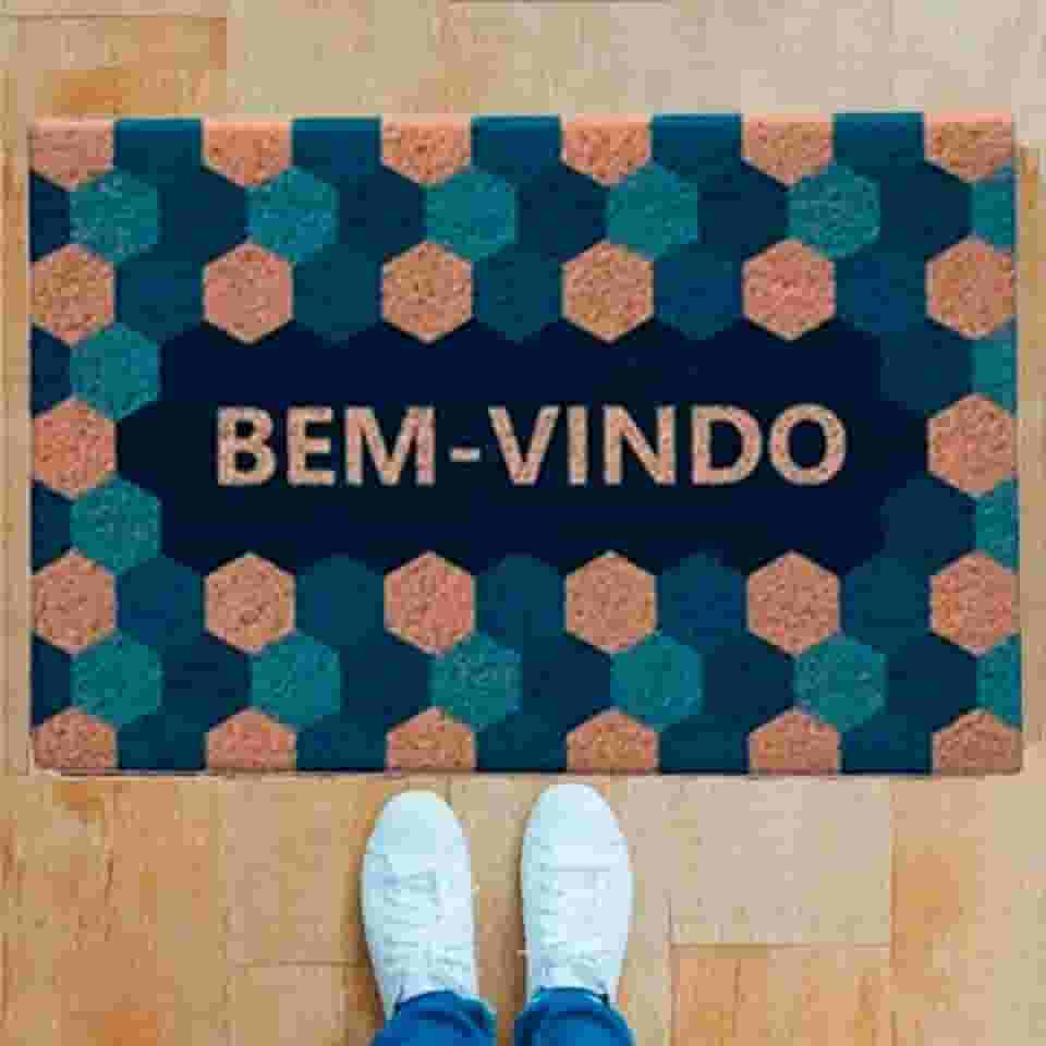 CAPACHO VINILICO ESTAMPADO 60X40CM BEM-VINDO AZUL KLB03