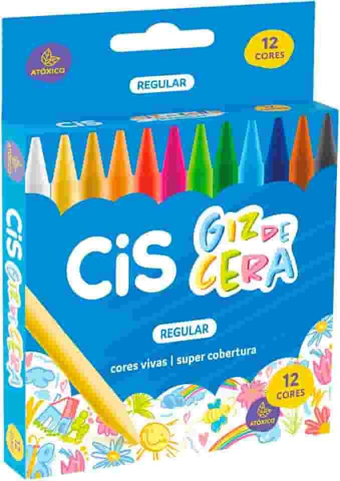 Giz de Cera Regular CIS, Caixa com 12 cores