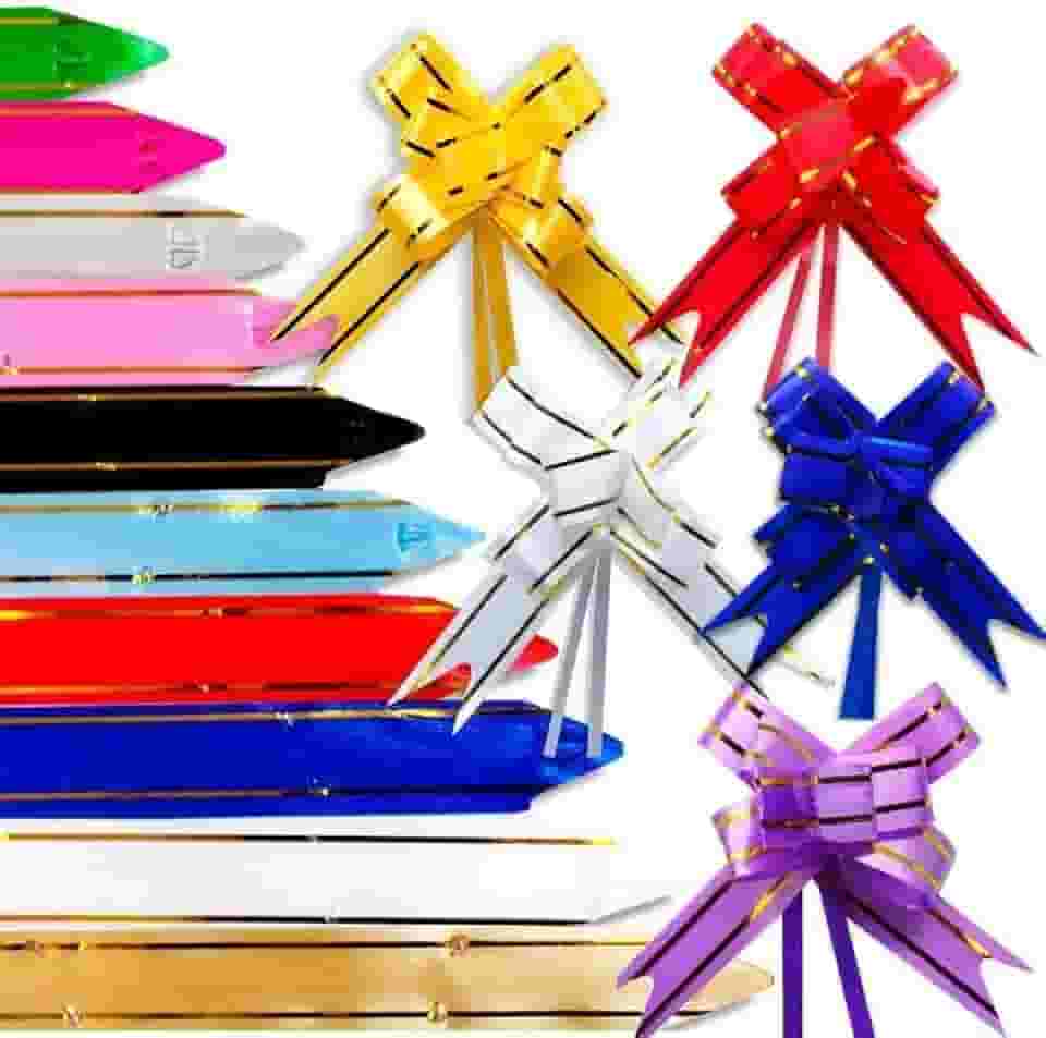 100 Laço Pronto Fácil Para Presente Laço Mágico 17mm x 34cm Cores Sortidas