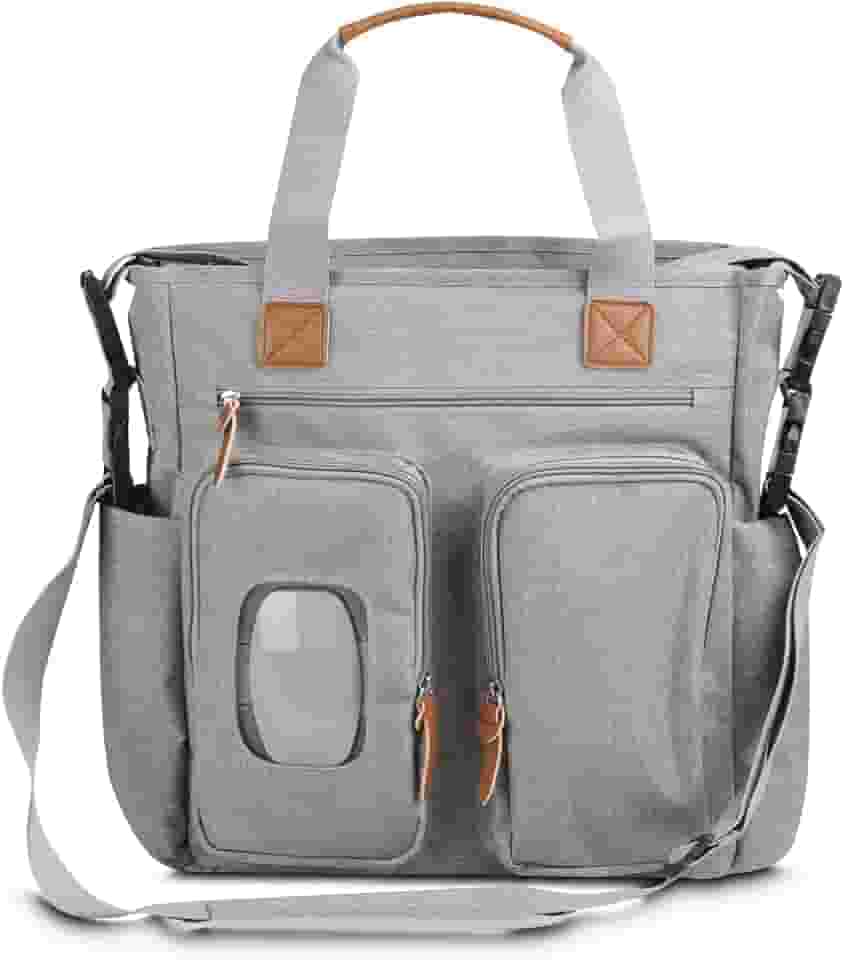 Bolsa Maternidade Multifuncional para Bebê | Poliéster 300D com Acabamento em PU | Compartimento para Lenços Umedecidos | Vários Bolso | Alça de Ombro e Mão | Organizador Completo para Mamães e Papais