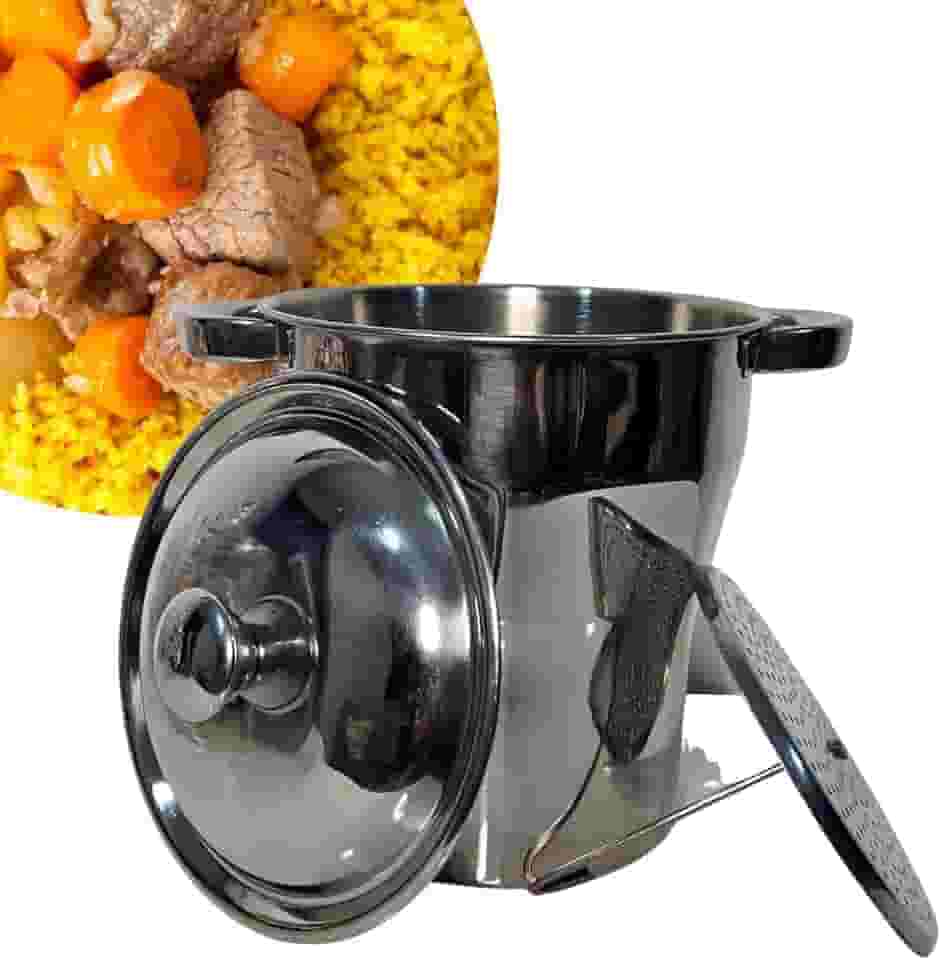 Panela Cuscuzeira aço Inox Nordestina porção Família à vapor 2,5L para fogão de boca à gás,elétrico,cooktop,queimadores e de indução