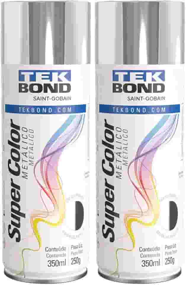 Kit 2 Tintas Spray Cromado Metálico Aerossol Tekbond 350ml/250g