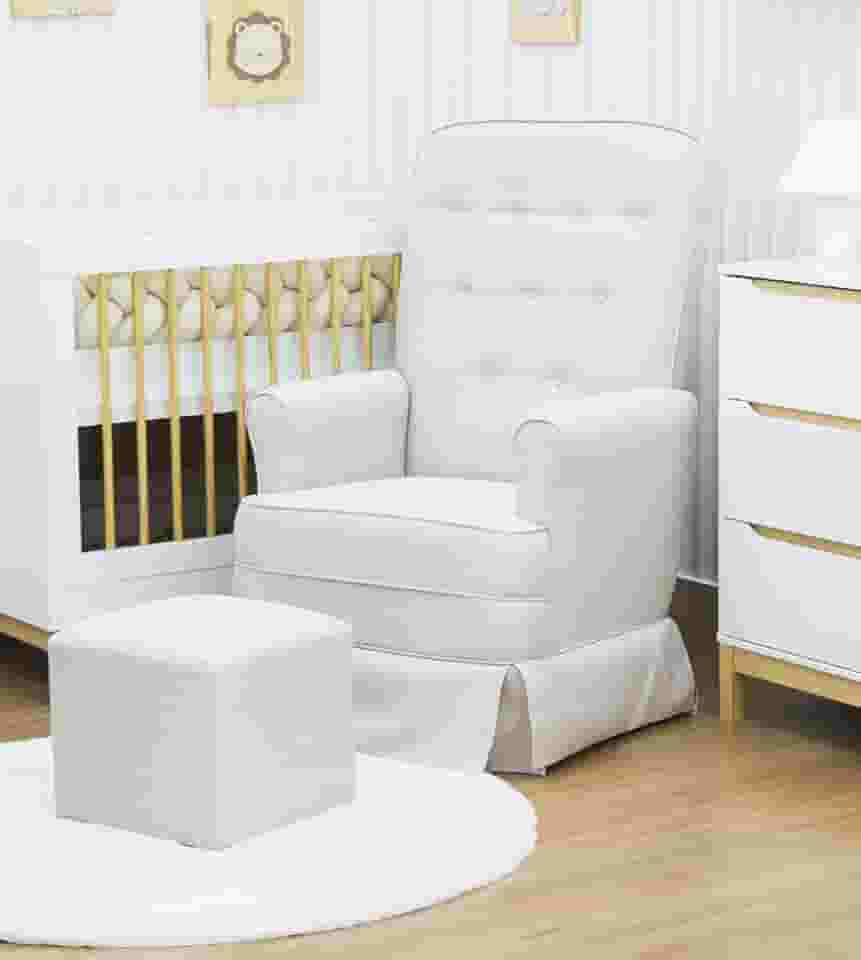 Poltrona Amamentação Julia Linho com Puff e Balanço Gariani – Linho