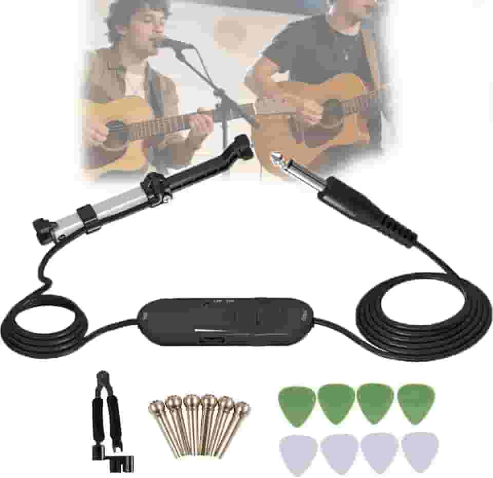 Captador MagnéTico Para ViolãO,Com Controle De Volume E Tonalidade,Inclui Palheta, Pinos De Metal Para As Cordas E Enrolador De Cordas Para ViolãO AcúStico E CláSsico