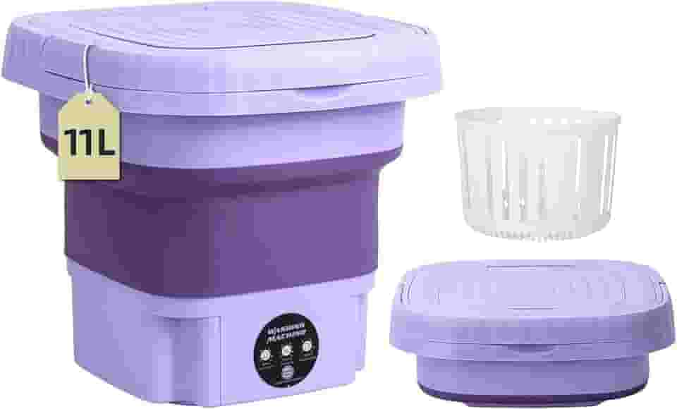 Máquina de lavar portátil, mini lavadora, máquina de lavar dobrável de grande capacidade 11L, limpeza profunda para roupas íntimas, roupas de bebê ou itens pequenos, adequada para apartamentos,