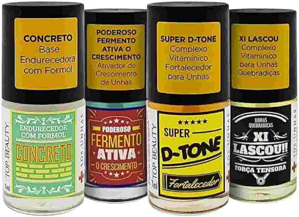 Top Beauty Kit 4 Bases Tratamento Endurecedor Sos Unhas