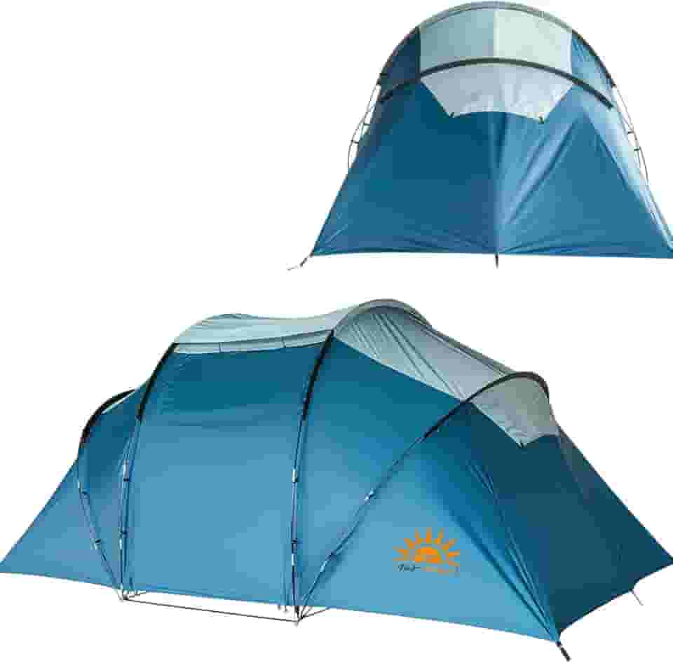 Barraca para 6-8 Pessoas, Barraca Familiar Resistente ao Clima, Dupla Camada, Barraca de 2 Cômodos com Área de Vivência e Montagem Fácil para Exteriores, Quintal e Acampamento