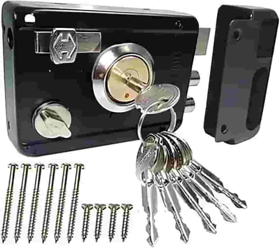 Fechadura de Porta Tetra cor Preta para Portão Anti Furto Segunda Trava Imperial