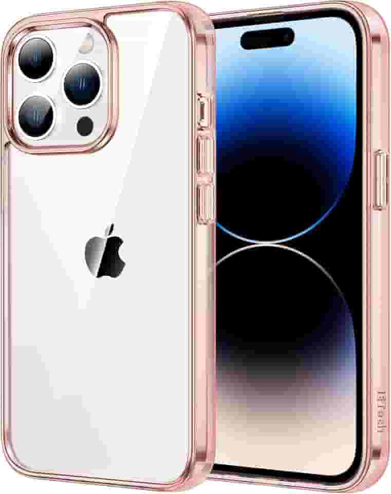 JETech Capa para iPhone 14 Pro 6,1 Polegadas, Case Protetora de Telefone à Prova de Choque Não-Amarelecimento, Capinha Parte Traseira Transparente Anti-Riscos (Rosa Ouro)