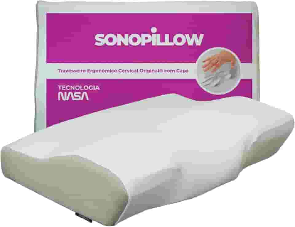 Travesseiro Ergonômico - Sonopillow - Cervical Original®, Sonofix. Melhor Travesseiro para Dor no Pescoço e na Coluna. Combate a Insônia e o Ronco.