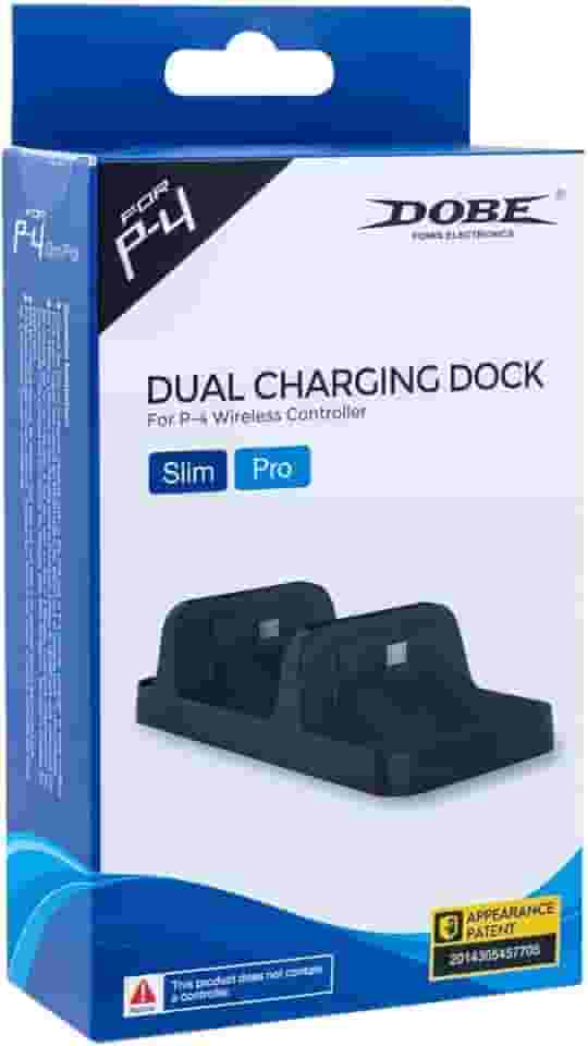 Base Carregador Duplo Dock Charge P Controle Playstation Ps4 Dobe Preto