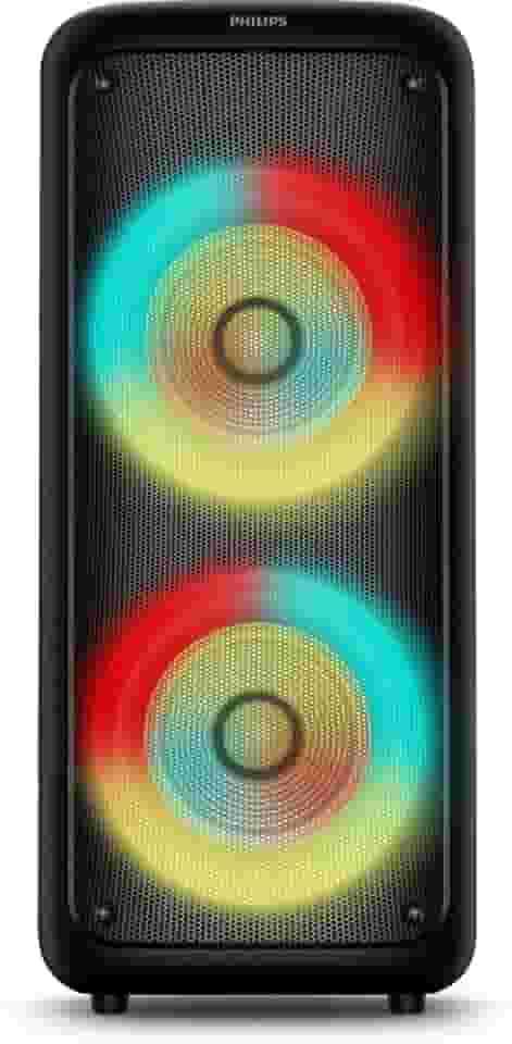 PHILIPS, Caixa de Som Bluetooth Party Speaker, TAX4000/78, com Luzes LED, entradas USB, Auxiliar, Microfone/Guitarra e Alça para Transporte
