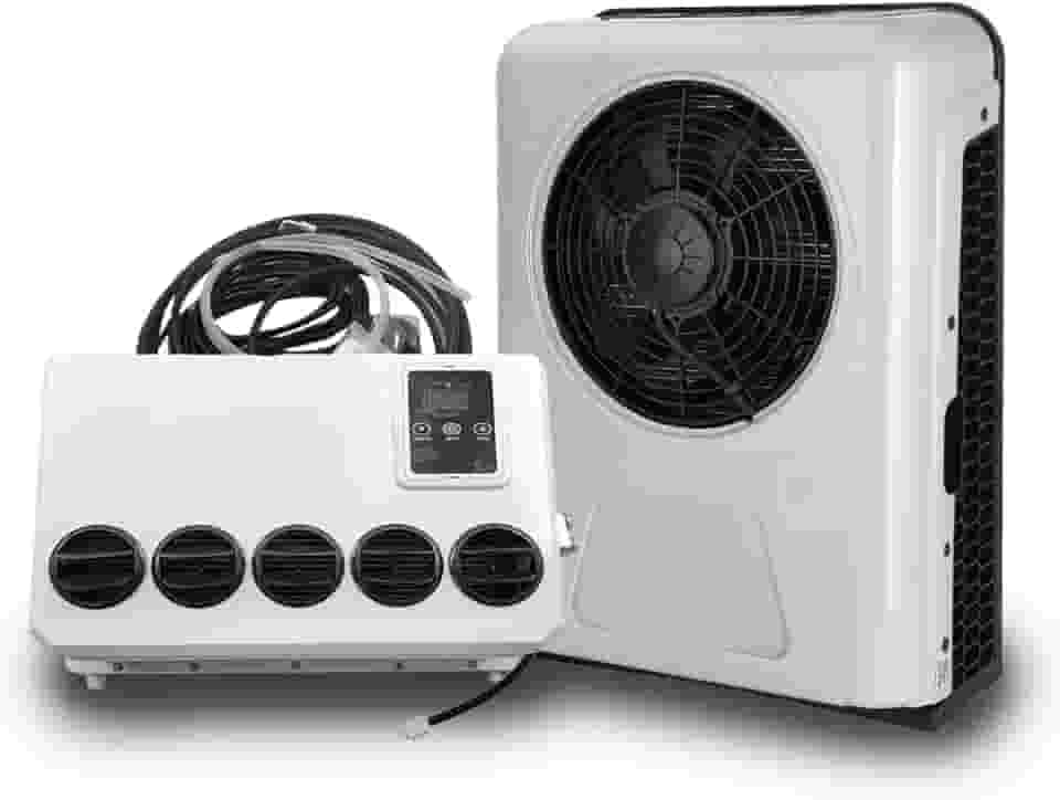 Ar condicionado de caminhão 12V 10000BTU elétrico dividido ar condicionado unidade CA de estacionamento 12 volts para semi caminhão, motorhome, trator, trailer, trailer, trailer, automotivo,