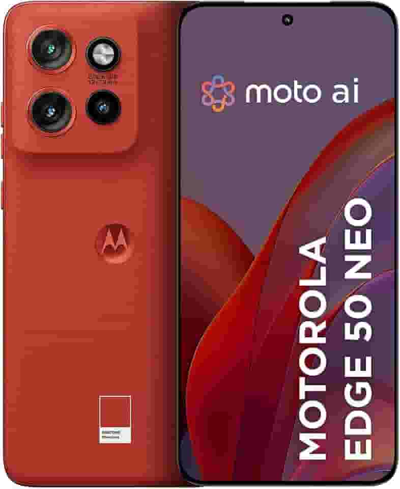Smartphone Motorola Edge 50 Neo 5G - 256GB 16GB (8GB RAM+8GB Ram Boost) 50MP Sony Camera Moto AI Ultrarresistencia militar - Poinciana Vegan Leather