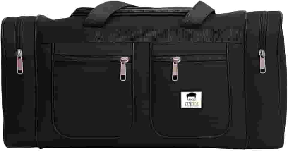 Bolsa de Viagem Grande, Preta, Multi-Compartimentos com Zíperes, Alças Resistentes Mala de Mão Viagem Avião Nylon