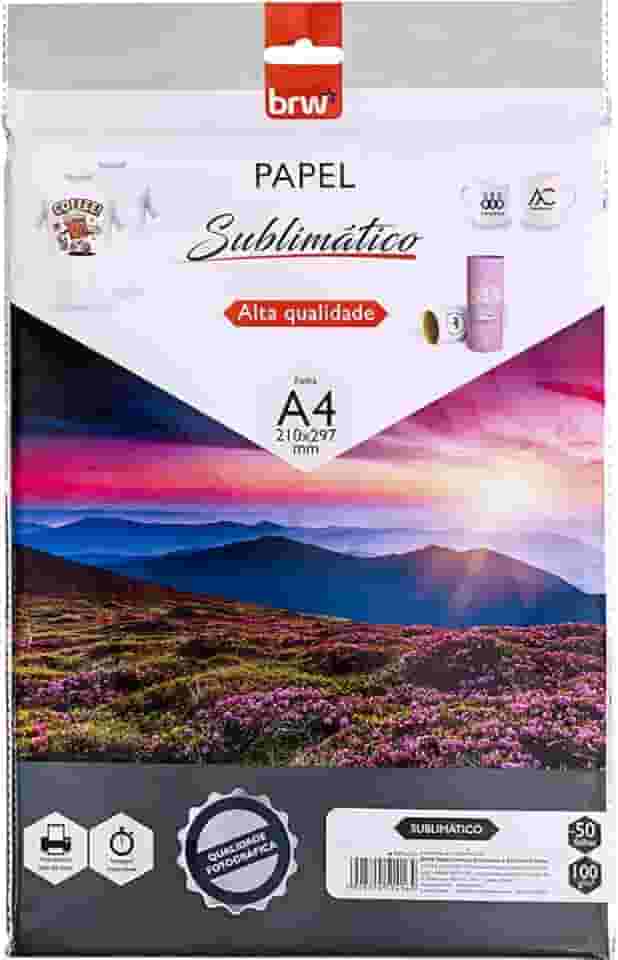 Papel Transfer Sublimático, BRW, A4, Glossy, 100 Gramas, Pacote com 50
