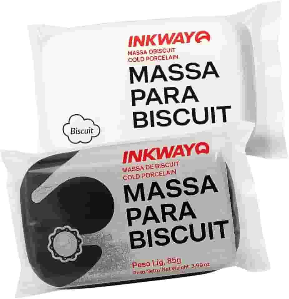 Kit 2 Massas Para Biscuit 170 Gramas Branco E Preto Para Artesanato
