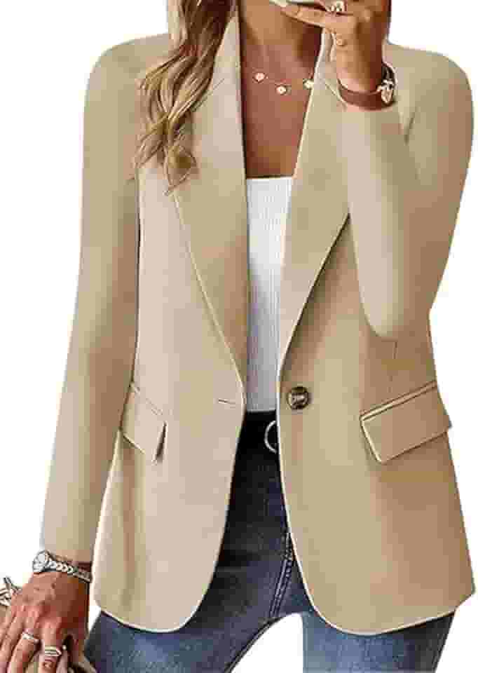 Blazer feminino moderno primavera outono lapela colarinho botão jaqueta casual negócios