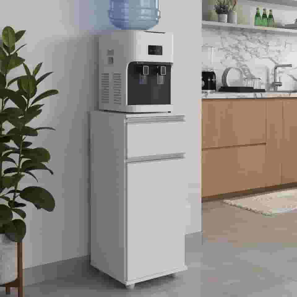 Armário Suporte Balcão com Gaveta para Bebedouro de Cozinha Branco