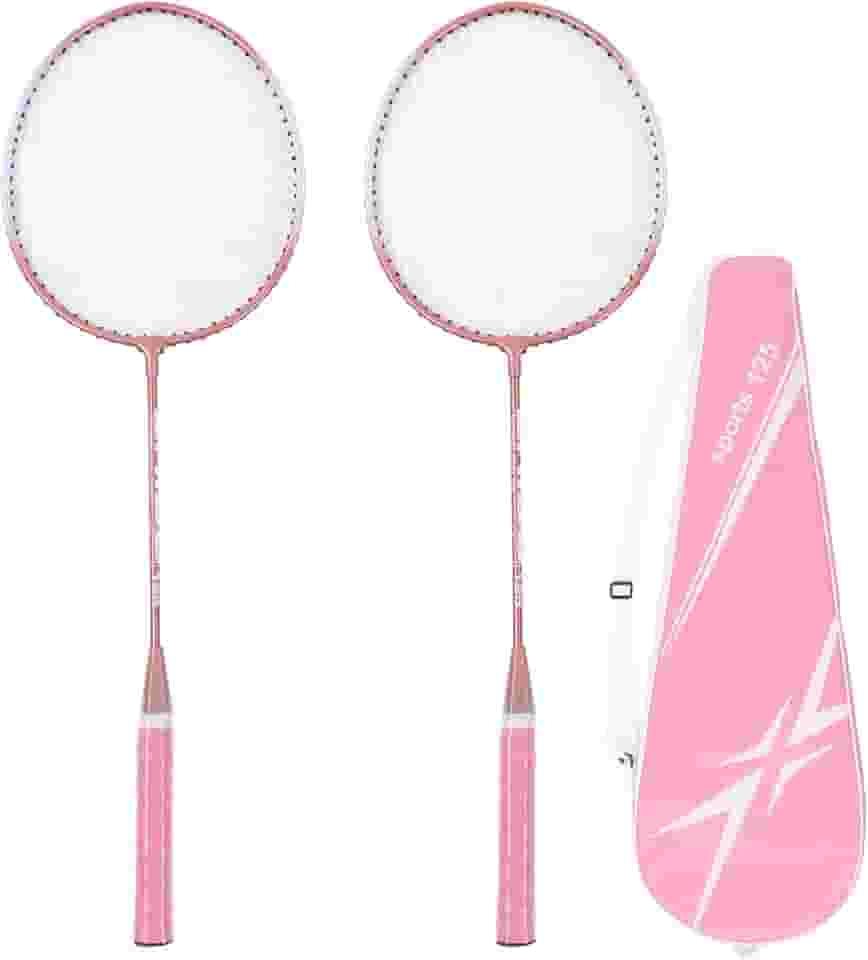 Raquete de badminton, conjunto de raquetes de badminton esportivo, raquete de badminton de treinamento, raquetes de badminton rosa separadas de liga de ferro raquetes de badminton para iniciantes e