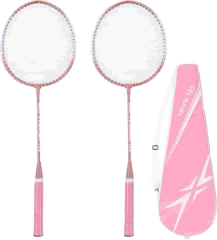 Raquete de badminton, conjunto de raquetes de badminton esportivo, raquete de badminton de treinamento, raquetes de badminton rosa separadas de liga de ferro raquetes de badminton para iniciantes e