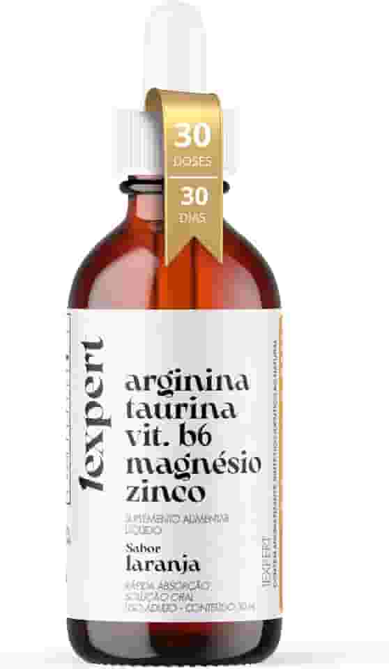 Suplemento Alimentar Líquido 30 ml Sabor Laranja | Arginina + Taurina + Vitamina B6 + Magnésio + Zinco | Fórmula Líquida Prática, Uso Adulto (19+), Qualidade 1EXPERT®