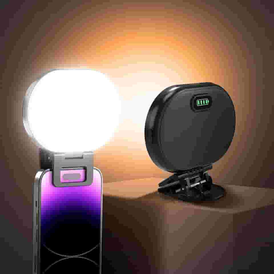 Tobeape Luz de Selfie Portátil Recarregável – 80 LEDs Anel de Luz com 3 Modos e 10 Níveis de Brilho, Bateria 2000mAh, Clipe Universal para Celular iPhone Android, Ideal para TikTok e Vídeos