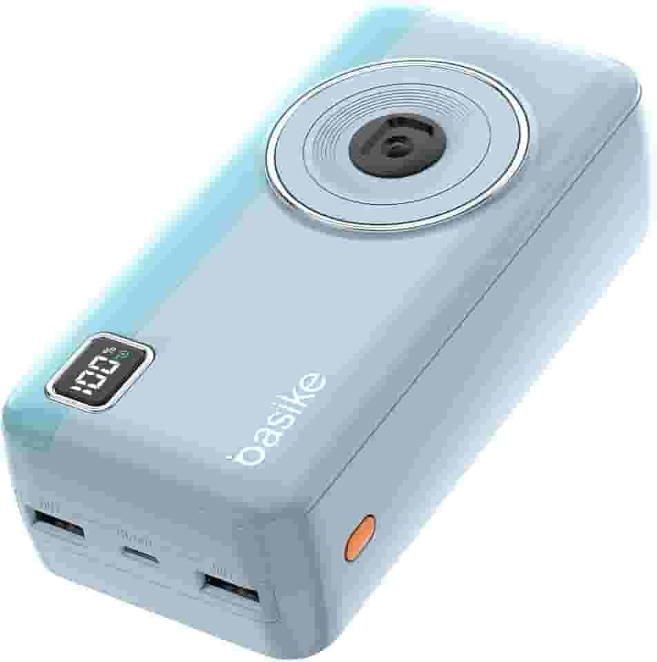 Power Bank 30000mAh, Basike Carregador Portátil 2 Saídas USB-A(até 22.5W) + Tipo-C(até 22.5W) com Cabo, Carregamento Rápido, Led Indicador de Bateria Proteção Inteligente (Azul)