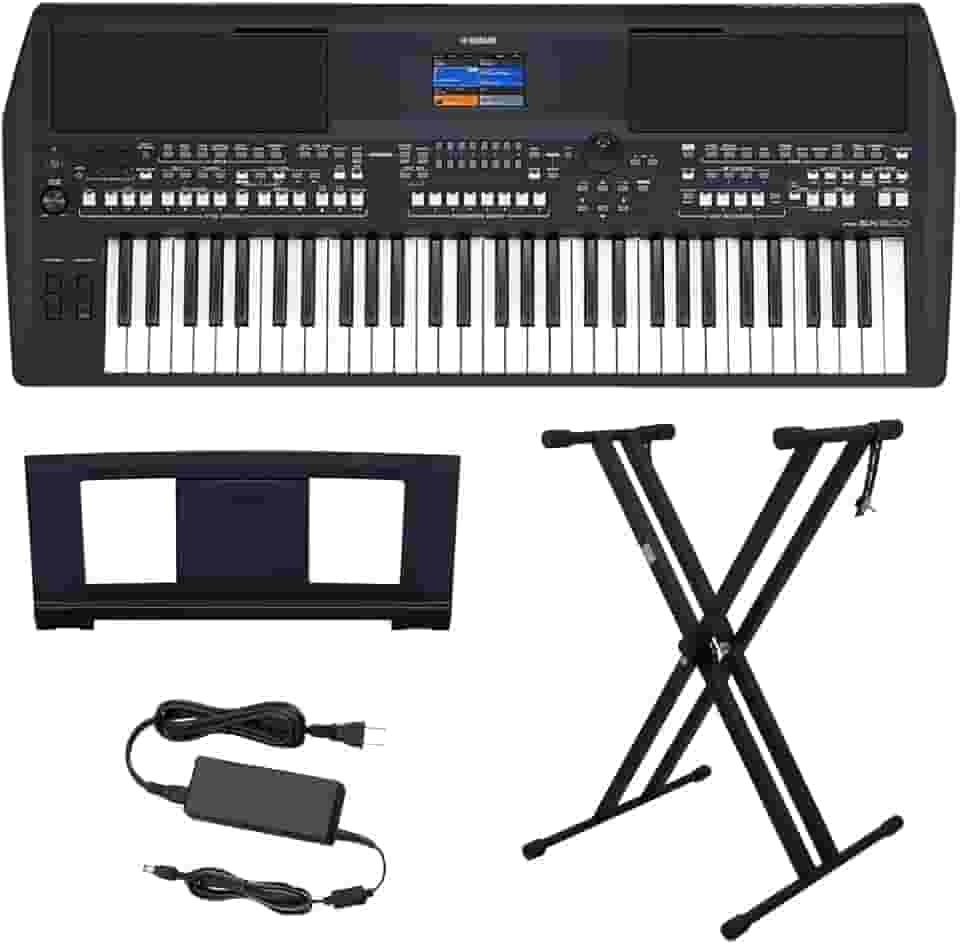 Kit Teclado Arranjador 61 Teclas PSR SX600 com Fonte Bivolt e Suporte em X