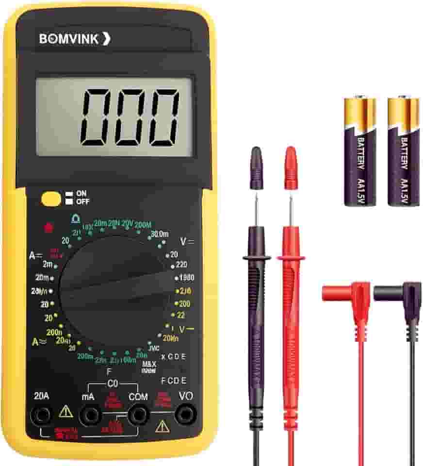 Multímetro Digital Profissional com Capacímetro, Bip Sonoro, Teste de Transistor, LCD 3½ Dígitos, Corrente e Tensão AC/DC + Pilhas Inclusas