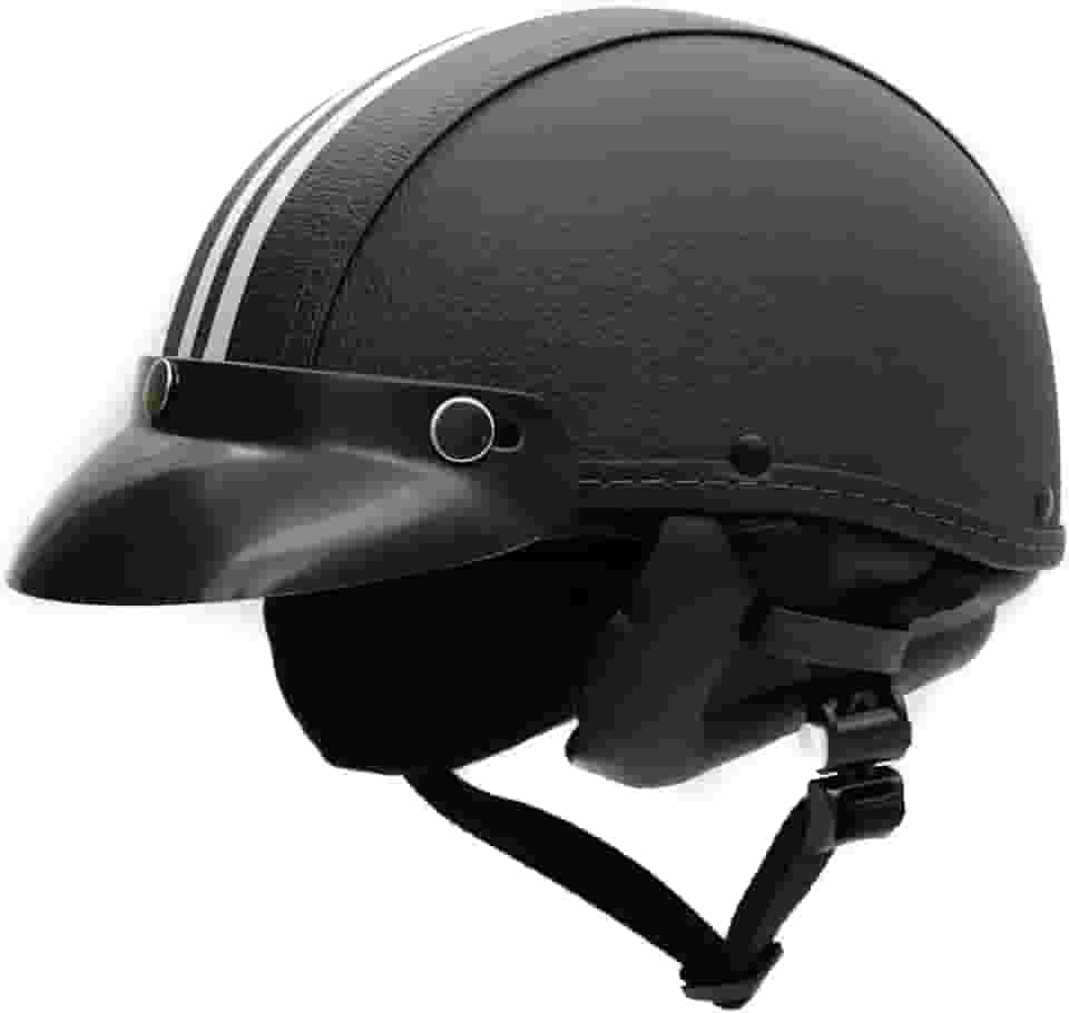 Capacete Coquinho Retrô BR101 Couro Sintético Com Pala - Meio Capacete Vintage Premium para Bike Elétrica, Scooter, Patinete e Skate