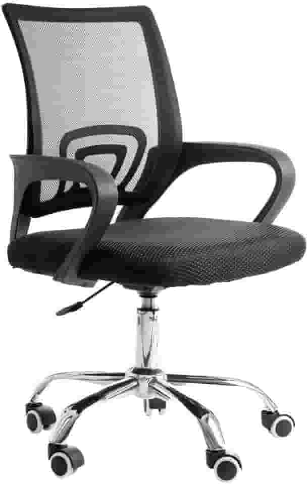 Cadeira de Escritório Secretária Base Cromada com Rodinha Fortt Roma Preta - CSF06-P