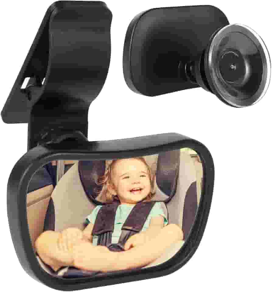 Espelho retrovisor de carro de bebê com ventosa e clipe ajustável, espelhos retrovisores interiores de carro para banco traseiro de segurança para assento de carro para bebês virados para