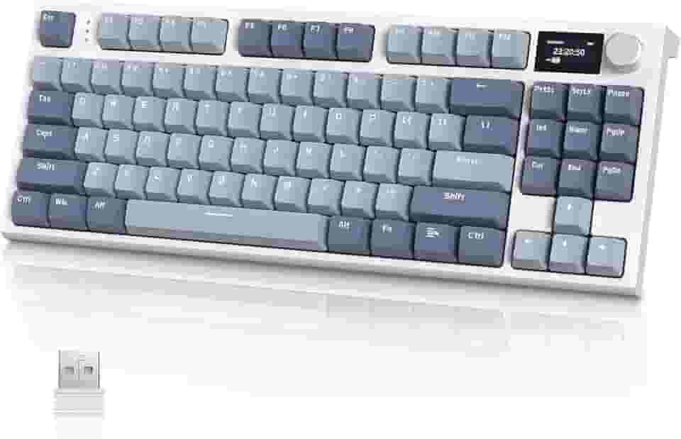 ATTACK SHARK K86 Teclado mecânico sem fio RGB para jogos, teclado com fio 2.4 GHz/BT5.0/USB-C, Layout 75% TKL com tela colorida TFT HD de 1.2'' e botão CNC, interruptor linear TTC Hot-Swap(Roxo)