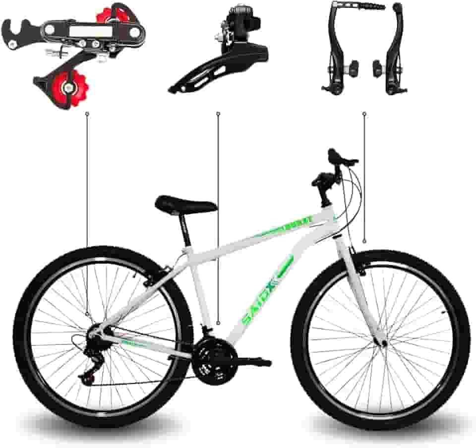 Bicicleta Aro 29 Saidx 21 Vel Quadro Aço Carbono Freio V-Brake Garfo Rígido Aro Aero