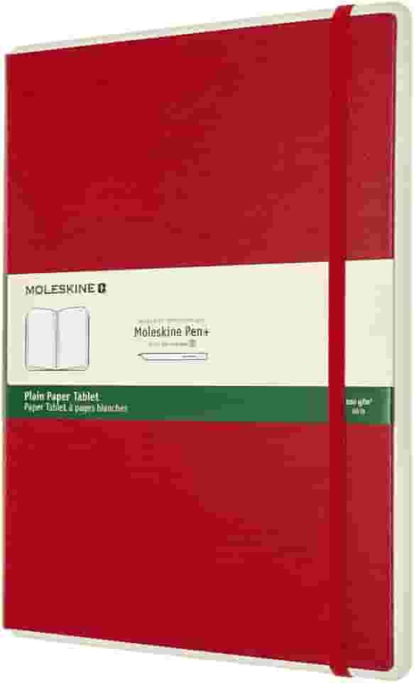 Moleskine Caderno inteligente de capa dura para tablet de papel, plano/branco, GG (19 cm x 24,8 cm), vermelho escarlate, compatível com caneta Moleskine + elipse (vendido separadamente) e aplicativo e