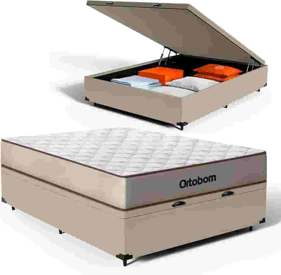Cama Box Baú com Colchão de Espuma D60 Double Face Force Dream - Ortobom Casal 138cm