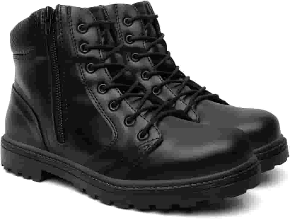 Coturno Masculino Cano Médio com Zíper Lateral Bota Estilo Militar Antiderrapante e Confortável para Uso Diário e Trilhas