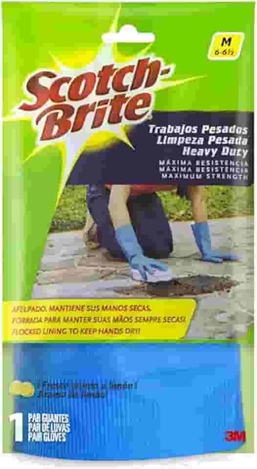 3M, Luva Limpeza Pesada Scotch-Brite, Tamanho Médio, Azul, 1 Par