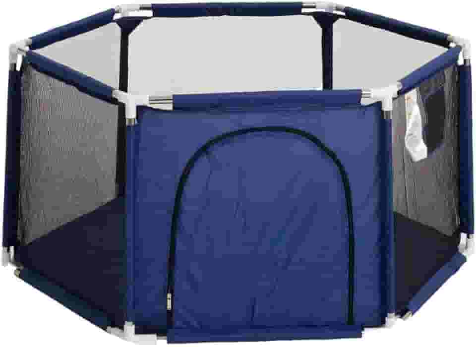 Cercadinho Hexagonal PlayPen para Bebê, 126x108x66 cm, Rosa e Azul (AZUL)