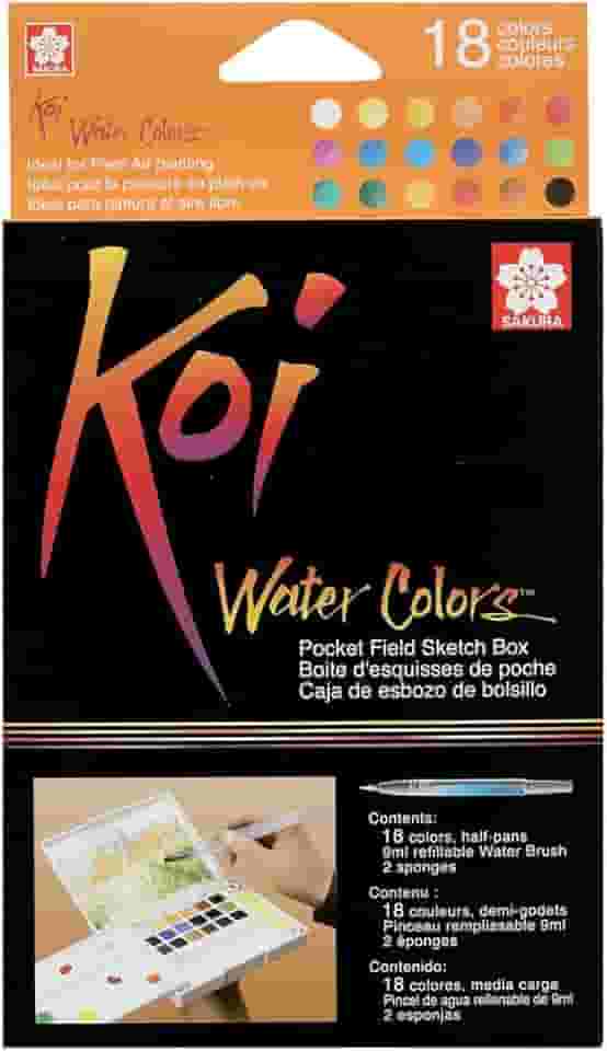 CONJ DE AQUARELA ARTISTICO KOI WATER COLORS - 18 CORES - USO PROFISSIONAL